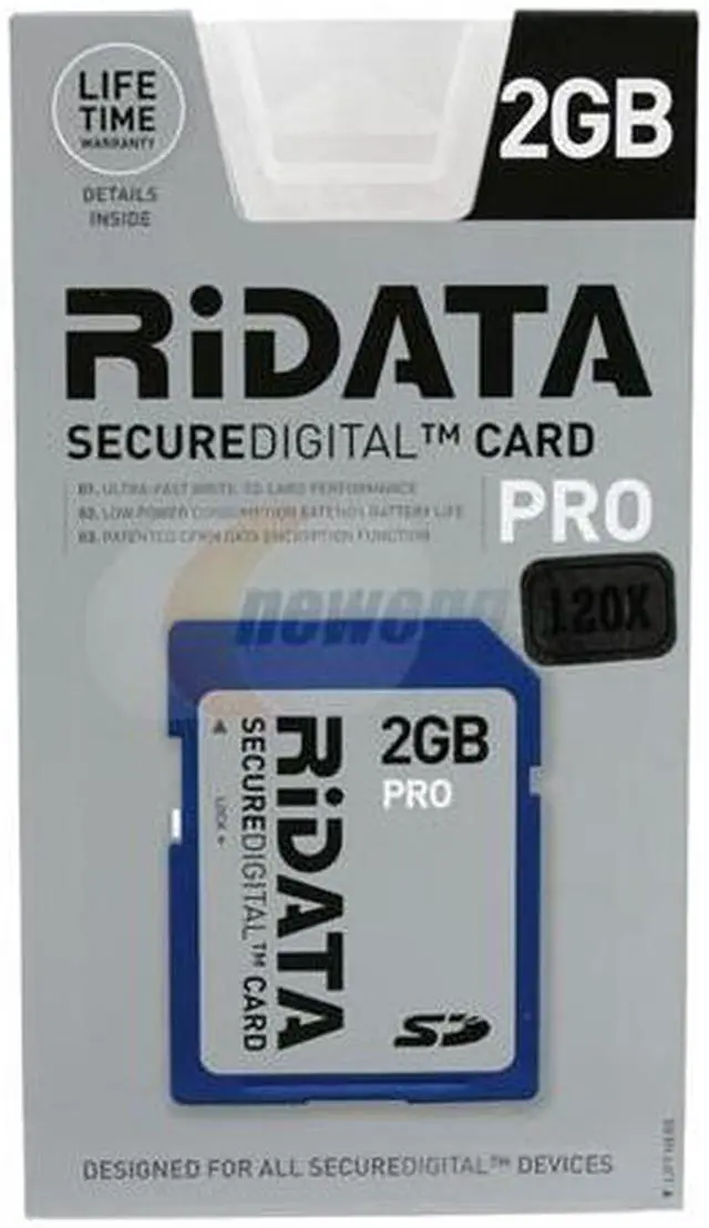 Main image of RiDATA PRO 2GB Secure Digital (SD) Flash Card Model SDCR2G-120X-SILV