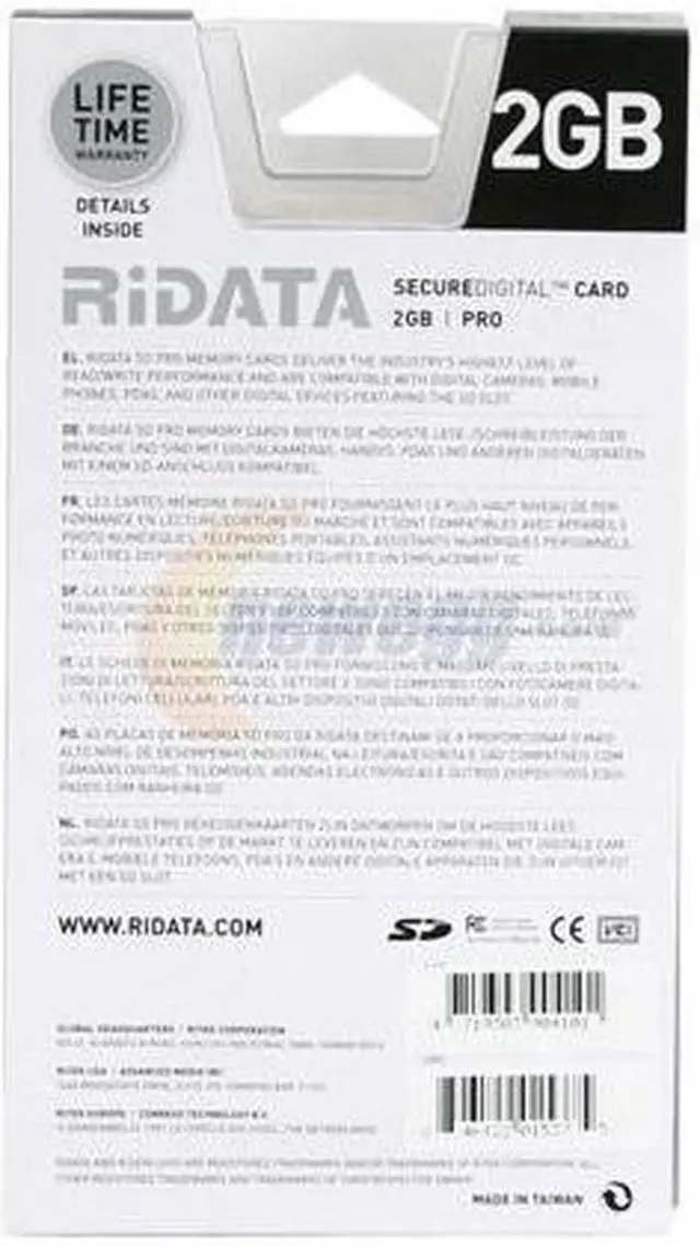 Alt view image 2 of 2 - RiDATA PRO 2GB Secure Digital (SD) Flash Card Model SDCR2G-120X-SILV