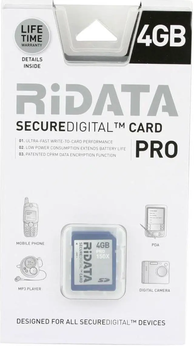 Alt view image 2 of 4 - RiDATA PRO 4GB Secure Digital (SD) Flash Card Model SDCR4G-SILV