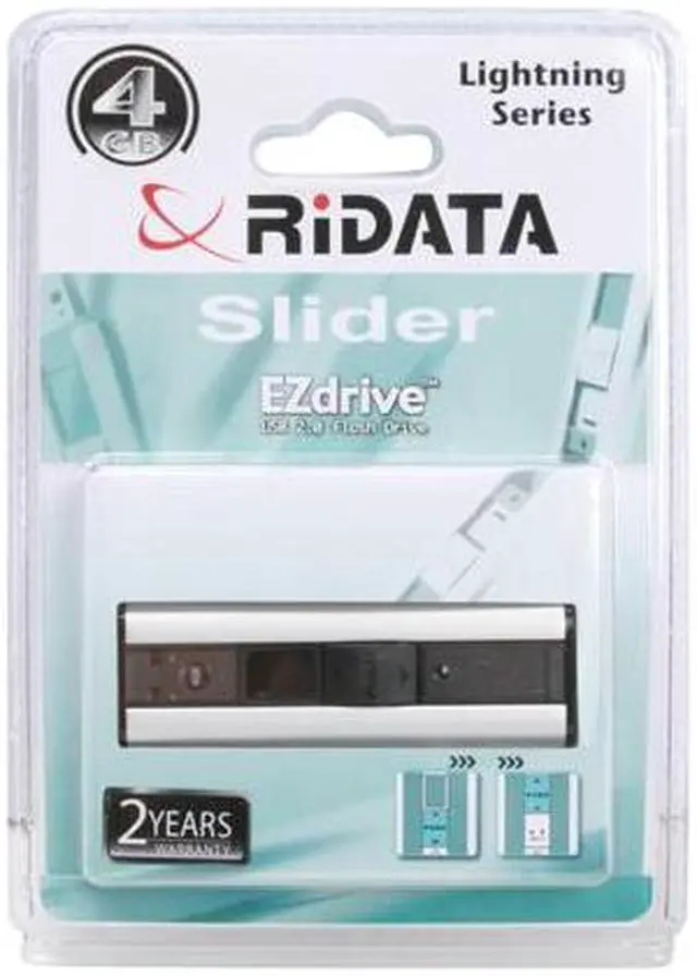 Alt view image 2 of 2 - RiDATA Slider 4GB Flash Drive (USB2.0 Portable) EZR4G-F-LIG0N