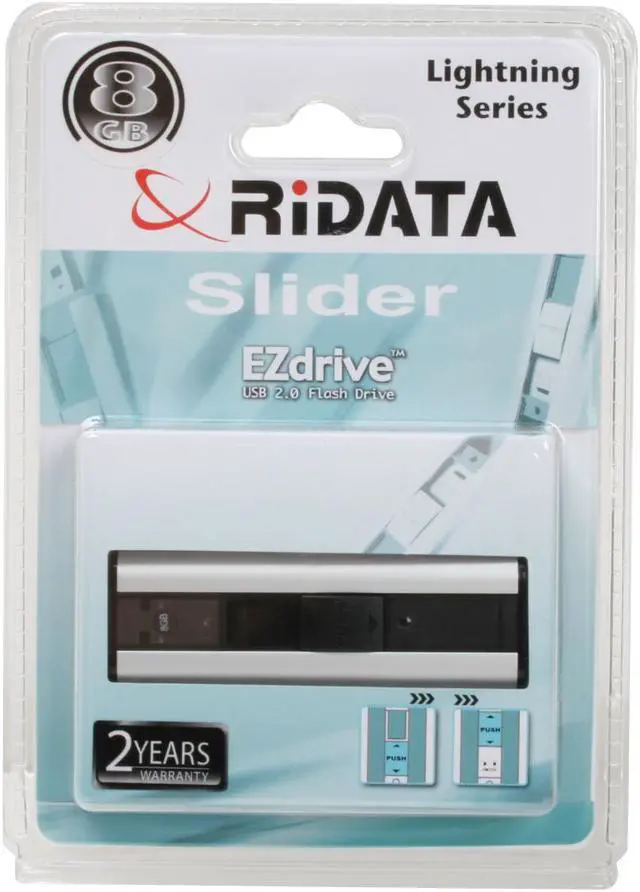 Alt view image 3 of 3 - RiDATA Slider 8GB Flash Drive (USB2.0 Portable) EZR8G-F-LIG0N