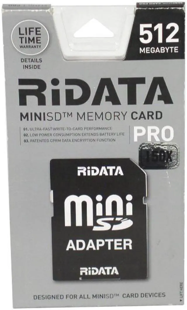 Alt view image 2 of 2 - RiDATA PRO 512MB MiniSD Flash Card Model MSDCR512-GLD
