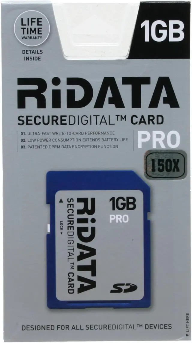 Alt view image 2 of 3 - RiDATA 1GB Secure Digital (SD) Flash Card Model SDCR1G-SILV