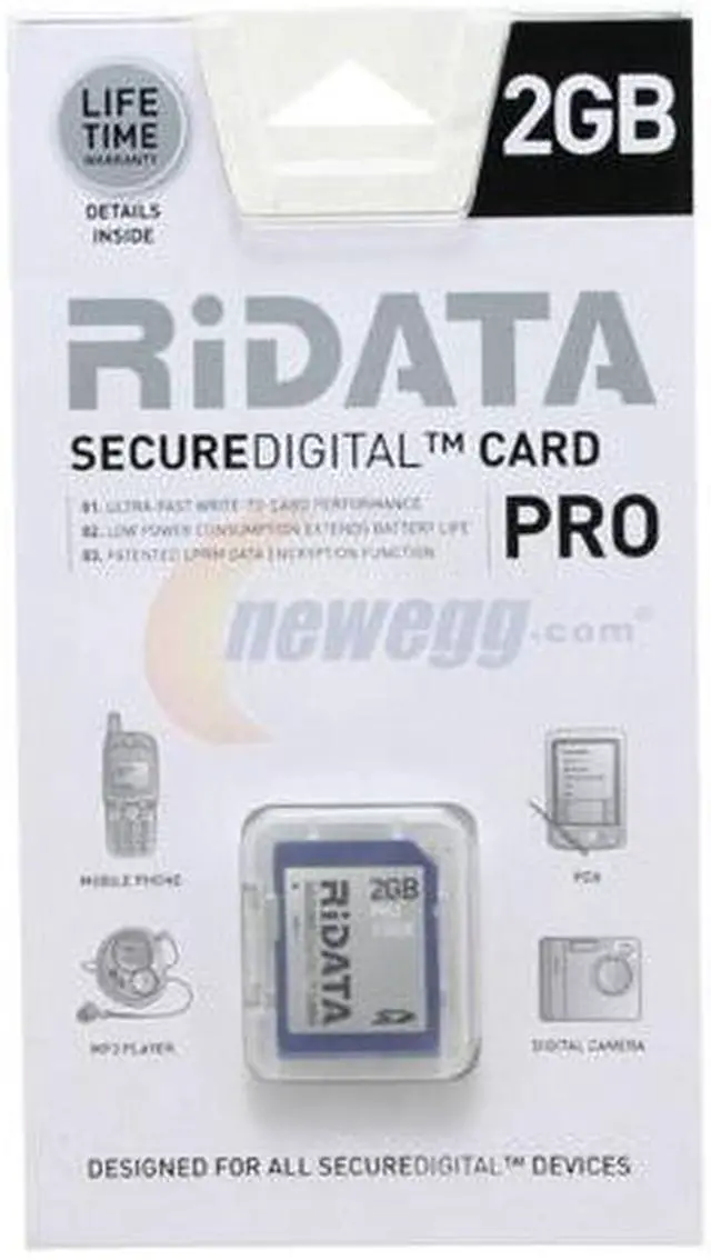 Main image of RiDATA 2GB Secure Digital (SD) Flash Card Model SDCR2G-SILV