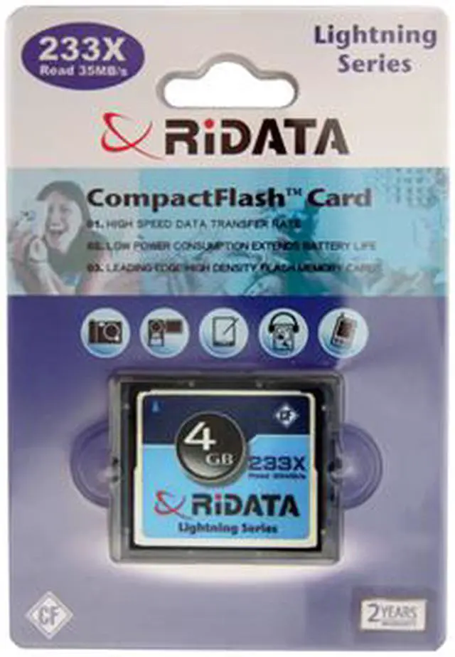 Main image of RiDATA Lightning Series 4GB Compact Flash (CF) Flash Card Model CFR4G-233X-LIG2