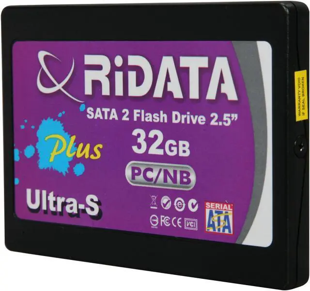 Alt view image 2 of 5 - RiDATA Ultra-S Plus 2.5" 32GB SATA II MLC Internal Solid State Drive (SSD) NSSD-S25-32-C04MPN