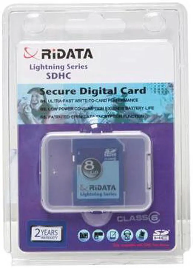 Main image of RiDATA Lightning Series 8GB Secure Digital High-Capacity (SDHC) Flash Card Model RDSDHC8G-LIG6