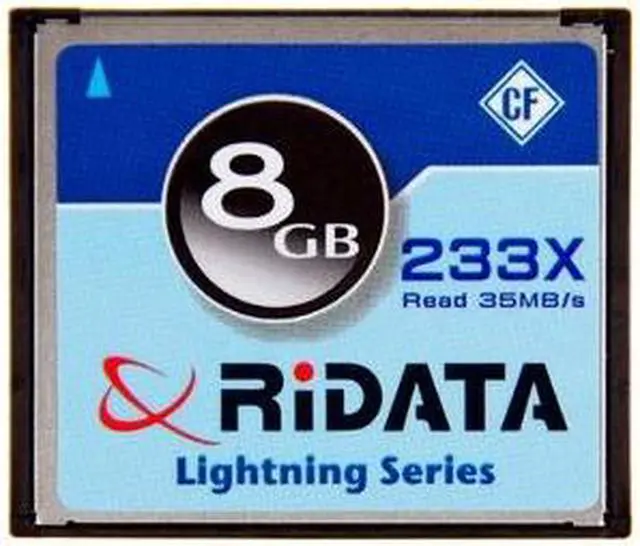 Main image of RiDATA Lightning Series 8GB Compact Flash (CF) Flash Card Model RDCF8G-233X-LIG