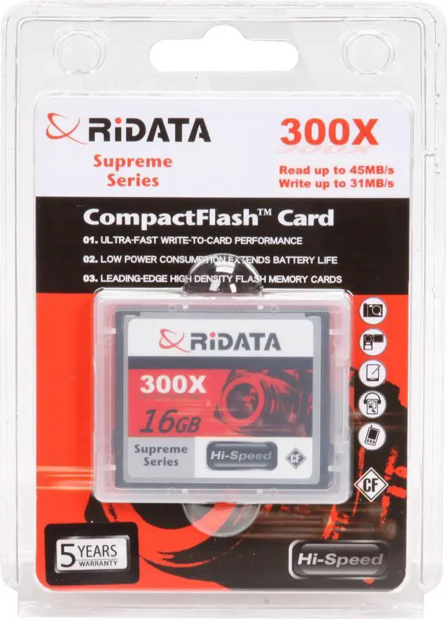 Alt view image 4 of 4 - RiDATA Supreme Series 16GB Compact Flash (CF) Flash Card Model CFR16G-300X-SUP