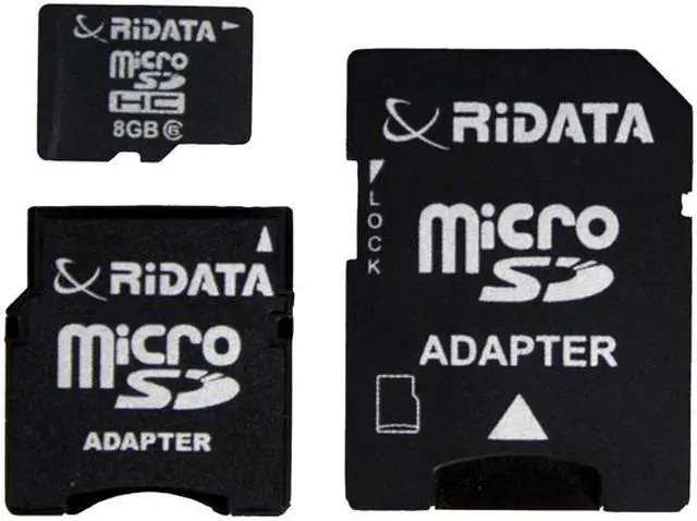Main image of RiDATA Lightning Series 8GB microSDHC MLC Flash Card w/ 2 Adapters (SD/Mini SD/Mini SDHC) Model RDMICSDHC8G-LIG-2