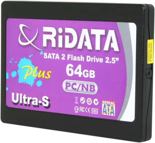 Alt view image 2 of 5 - RiDATA Ultra-S Plus 2.5" 64GB SATA II MLC Internal Solid State Drive (SSD) NSSD-S25-64-C06MPN