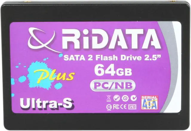 Alt view image 3 of 5 - RiDATA Ultra-S Plus 2.5" 64GB SATA II MLC Internal Solid State Drive (SSD) NSSD-S25-64-C06MPN