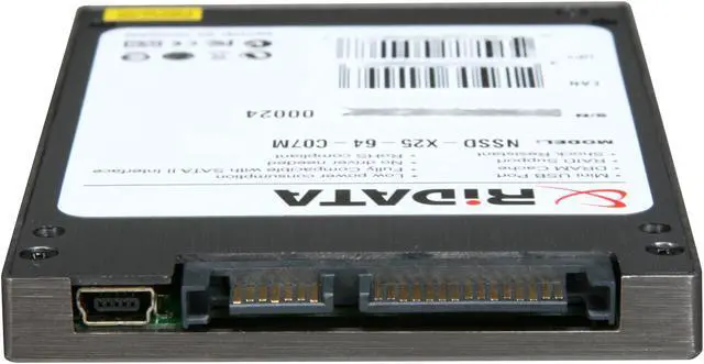 Alt view image 4 of 6 - RiDATA X Series 2.5" 64GB SATA II MLC Internal Solid State Drive (SSD) NSSD-X25-64-C07MPN