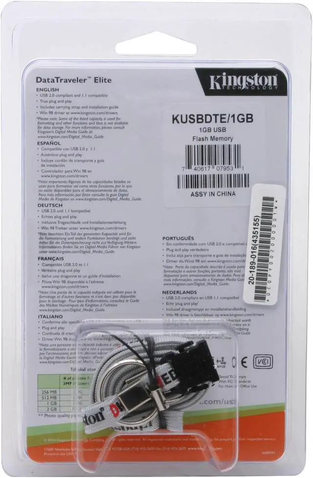 Alt view image 2 of 3 - Kingston DataTraveler Elite 1GB Flash Drive (USB2.0 Portable) KUSBDTE/1GB