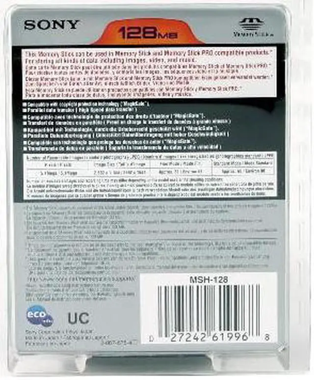 Alt view image 3 of 3 - SONY 128MB Memory Stick (MS) Flash Card Model MSH-128