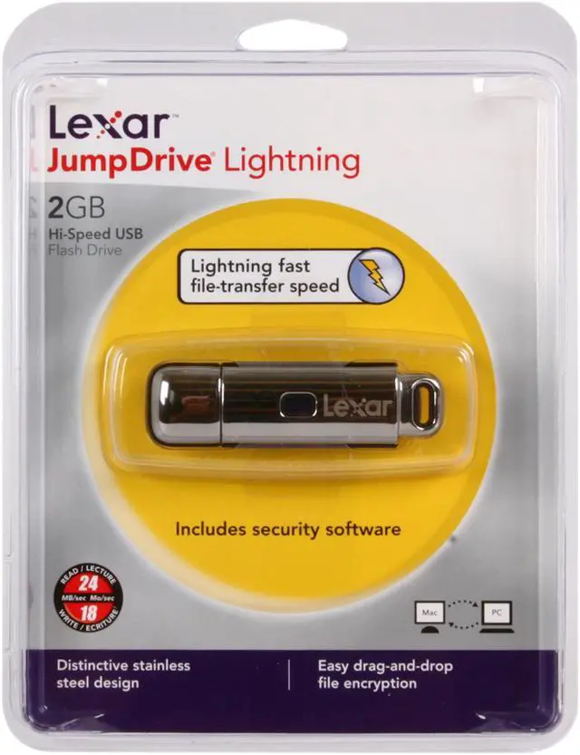 Alt view image 2 of 2 - Lexar JumpDrive Lightning 2GB Flash Drive 120X (USB2.0 Portable) 256bit AES Encryption Model AJDP2GB-690