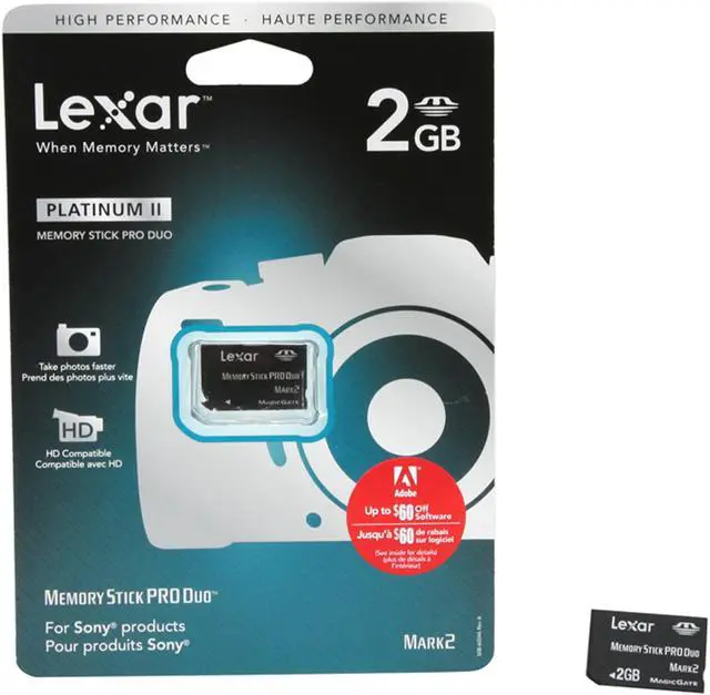 Alt view image 4 of 4 - Lexar Platinum II 2GB Memory Stick Pro Duo (MS Pro Duo) Flash Card Model LMSPD2GBBSBNA