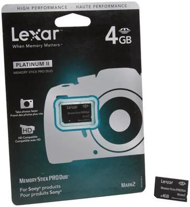 Alt view image 3 of 3 - Lexar Platinum II 4GB Memory Stick Pro Duo (MS Pro Duo) Flash Card Model LMSPD4GBBSBNA