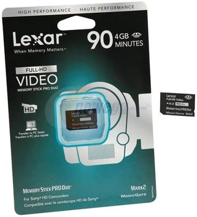 Alt view image 4 of 4 - Lexar 4GB Memory Stick Pro Duo (MS Pro Duo) Full-HD Video Memory Card Model LMSPD4GBFSBNAHD