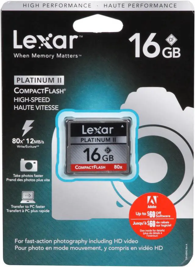 Alt view image 4 of 4 - Lexar Platinum II 16GB Compact Flash (CF) Flash Card Model LCF16GBSBNA080