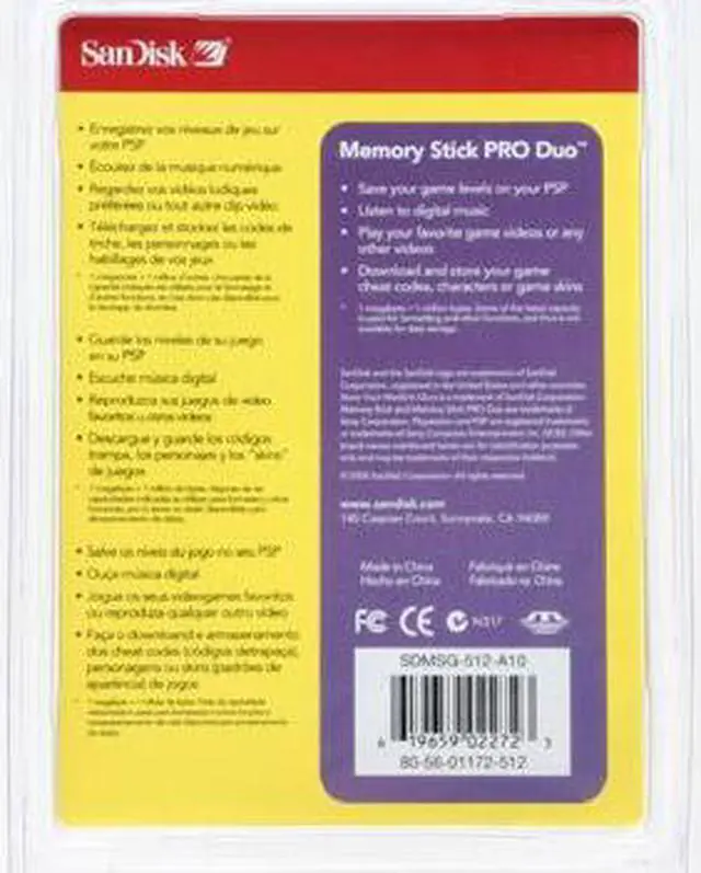Alt view image 3 of 3 - SanDisk GAMING 512MB Memory Stick Pro Duo (MS Pro Duo) Flash Card Model SDMSG-512-A10
