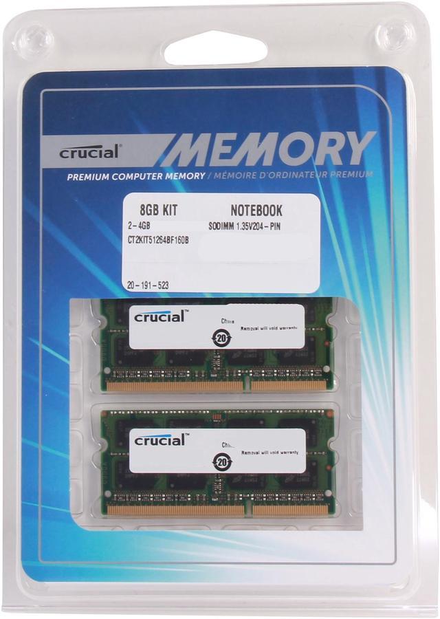  Crucial 8GB Kit (4GBx2) DDR3/DDR3L 1600 MT/s (PC3-12800) SODIMM  204-Pin Memory For Mac - CT2K4G3S160BM : Everything Else