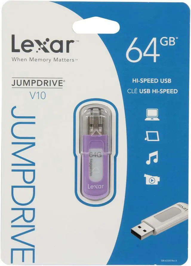 Alt view image 5 of 5 - Lexar JumpDrive V10 64GB USB 2.0 Flash Drive LJDV10-64GASBNA