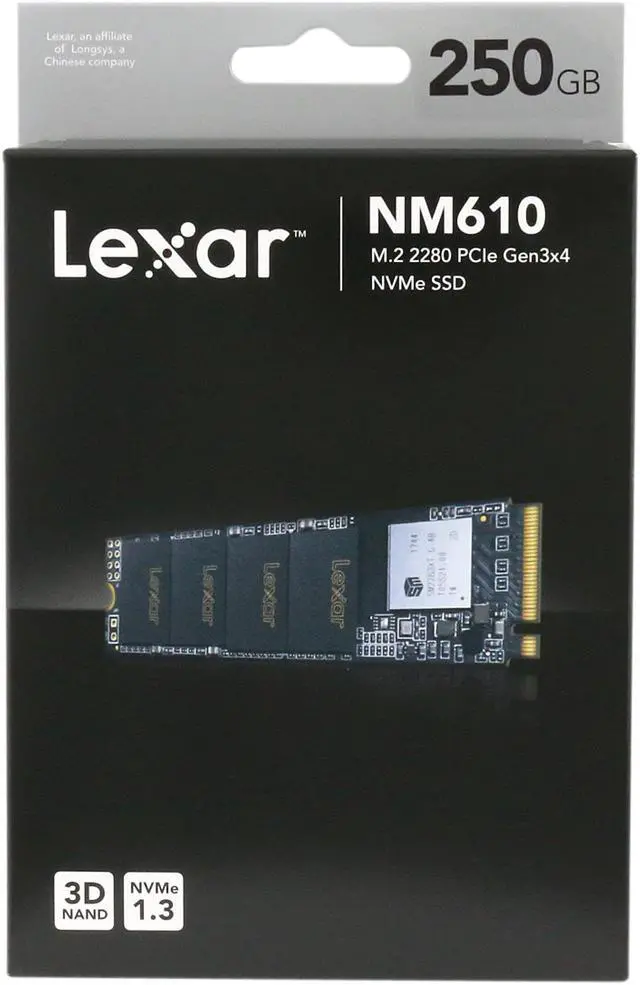 Alt view image 4 of 4 - Lexar NM610 M.2 2280 250GB PCI-Express 3.0 x4, NVMe 3D TLC Internal Solid State Drive (SSD) LNM610-250RBNA