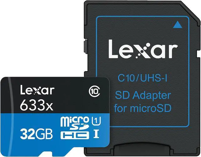 Alt view image 3 of 3 - Lexar 32GB High-Performance 633x microSDHC UHS-I/U1 Class 10 Memory Card w/ SD Adapter (LSDMI32GBBNL633A)