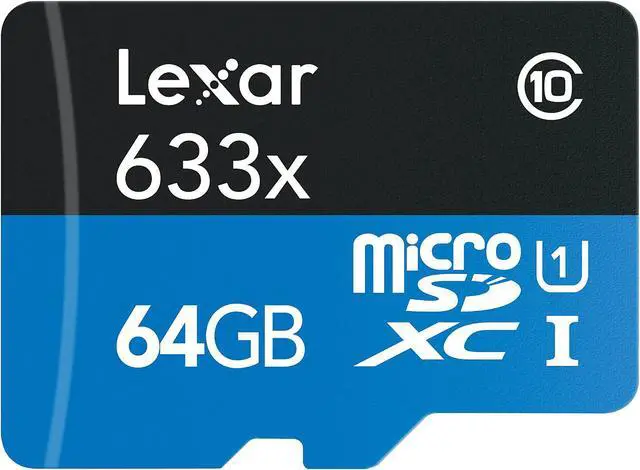 Main image of Lexar 64GB High-Performance 633x microSDXC UHS-I/U1 Class 10 Memory Card w/ SD Adapter (LSDMI64GBBNL633A)