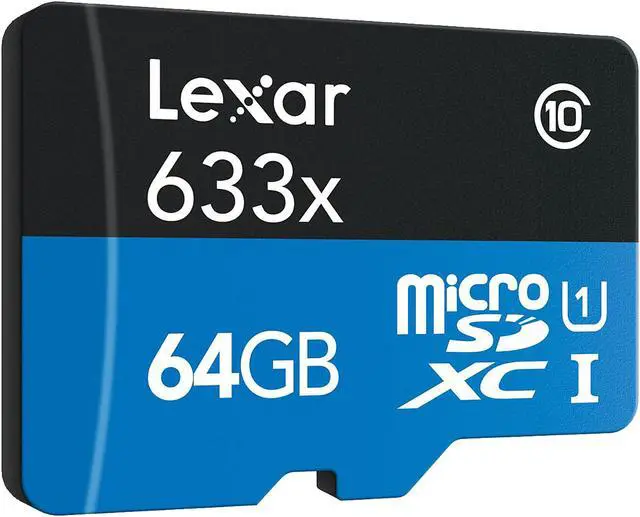 Alt view image 2 of 3 - Lexar 64GB High-Performance 633x microSDXC UHS-I/U1 Class 10 Memory Card w/ SD Adapter (LSDMI64GBBNL633A)