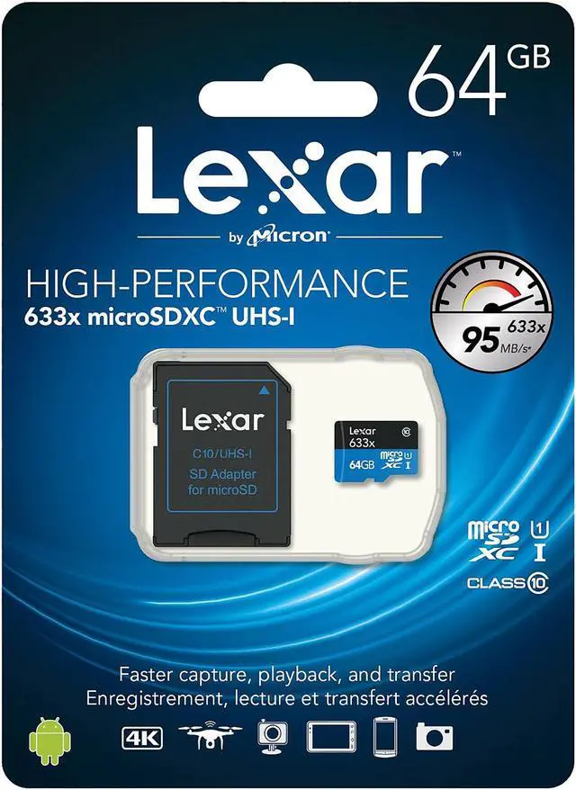 Alt view image 4 of 4 - Lexar High-Performance 633x 64GB microSDXC Memory (Flash Memory) Model LSDMI64GBBNL633A