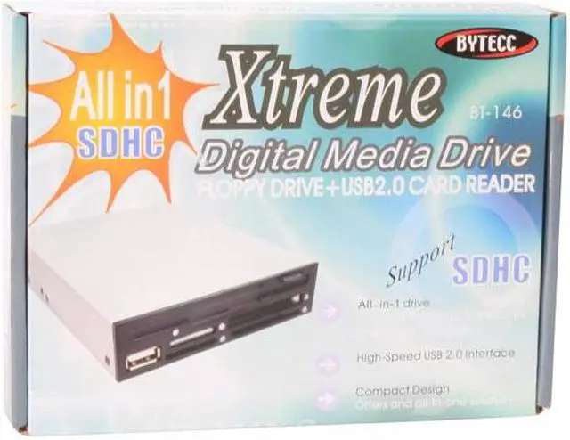 Alt view image 6 of 6 - BYTECC BT-146 All-in-one Internal USB 2.0 3.5" Drive Bay Card Reader w/ Floppy Drive