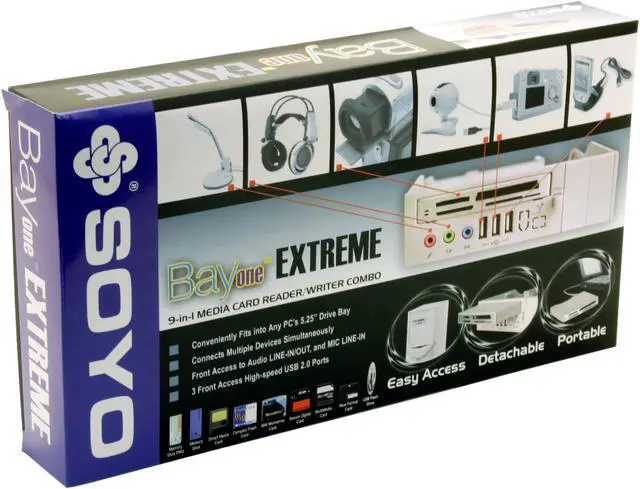 Alt view image 6 of 6 - SOYO BayOne Extreme 9-in-1 USB 2.0 Card Reader/Writer Combo
