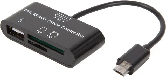 Main image of SYBA CL-CRD50061 3-in-1 Micro USB OTG 5 Card Micro USB to Card Reader/USB Hub Cable for Mobile Devices