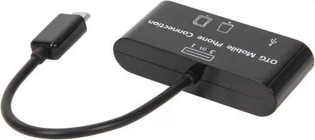 Alt view image 2 of 3 - SYBA CL-CRD50061 3-in-1 Micro USB OTG 5 Card Micro USB to Card Reader/USB Hub Cable for Mobile Devices