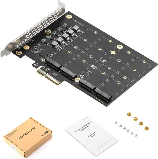 Alt view image 5 of 8 - PCIe 3.0 x4 to 4-Port M.2 NVMe Adapter Card