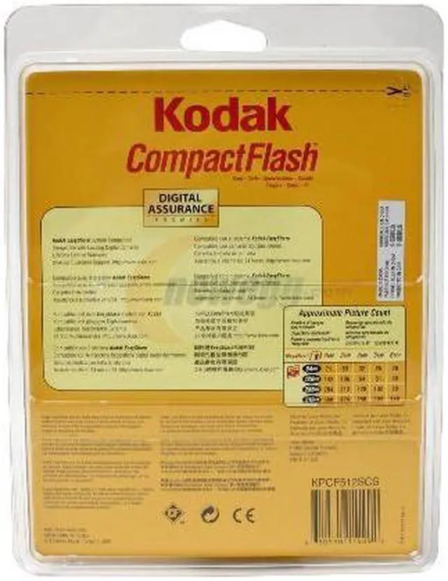 Alt view image 2 of 2 - Kodak 512MB Compact Flash (CF) Flash Media Model KPCF512SCS