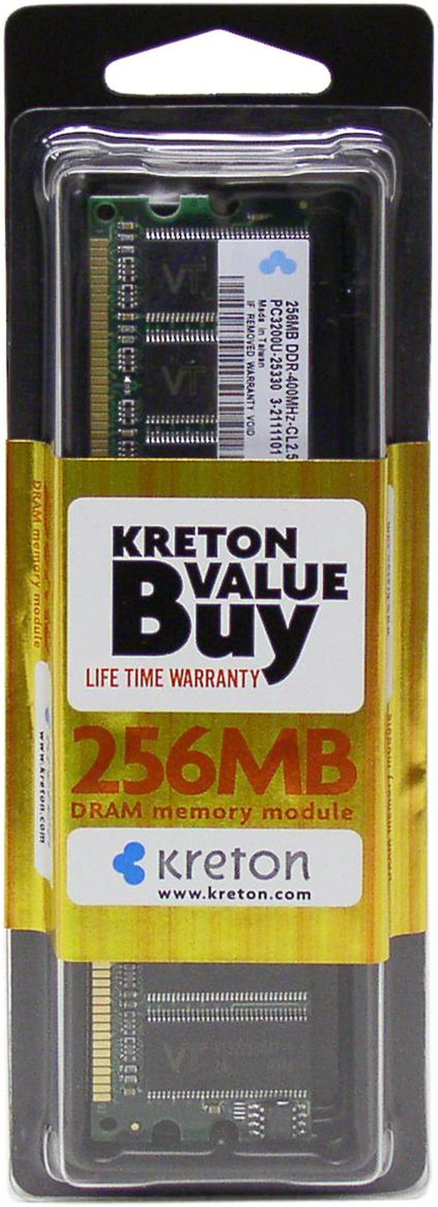 Kreton 256MB DDR 400 (PC 3200) System Memory Model PC3200 256MB KRTN ...