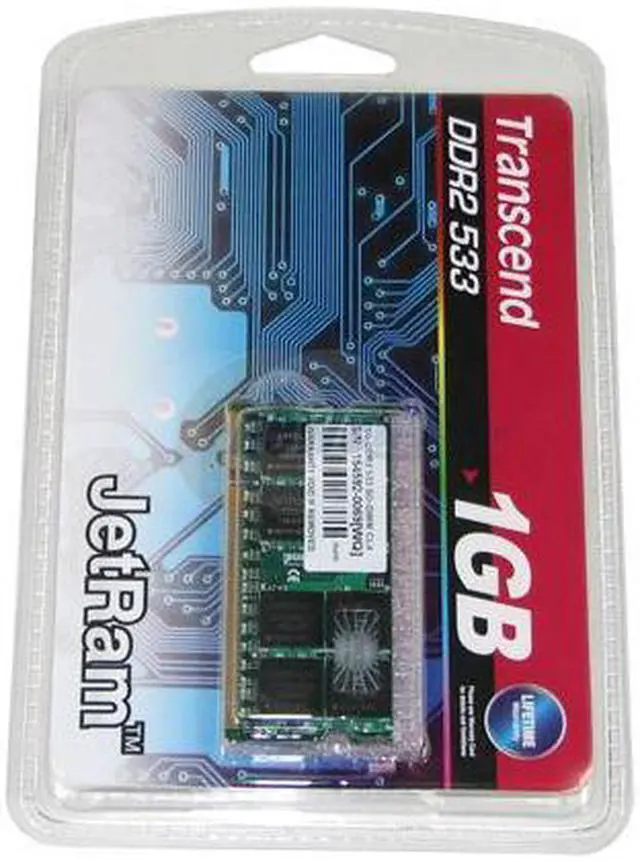 Main image of Transcend JetRam 1GB 200-Pin DDR2 SO-DIMM DDR2 533 (PC2 4200) Laptop Memory Model JM488Q643A-5