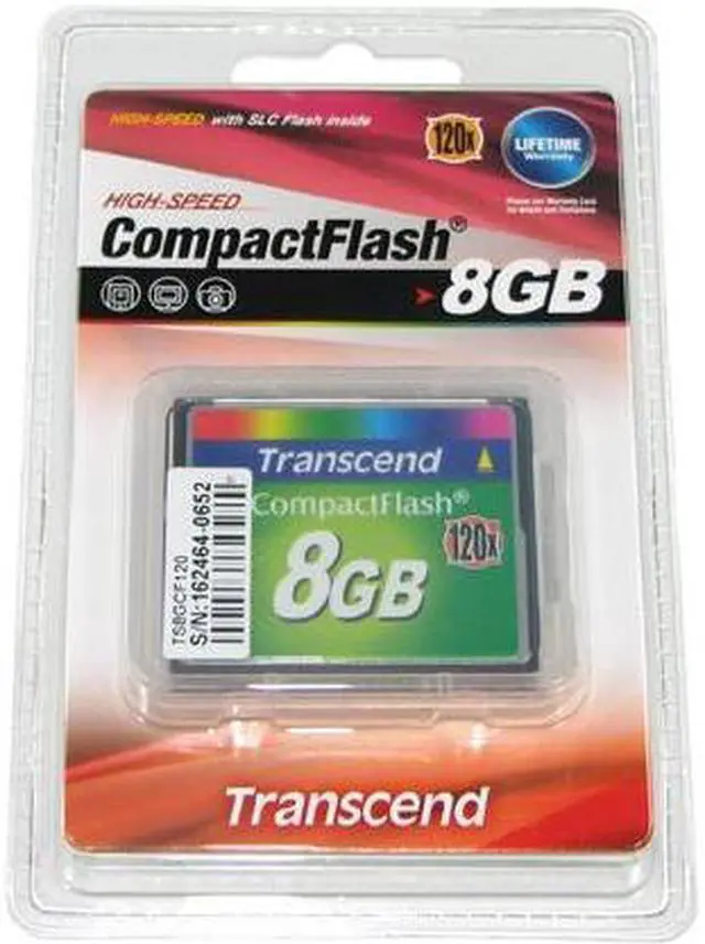 Alt view image 2 of 2 - Transcend 8GB Compact Flash (CF) Flash Card Model TS8GCF120