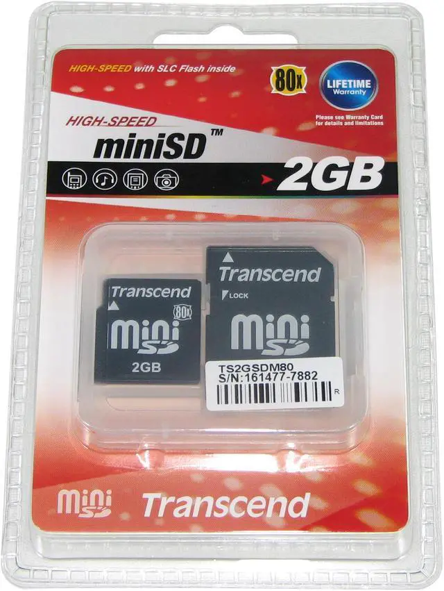 Alt view image 2 of 2 - Transcend 2GB MiniSD Flash Card Model TS2GSDM80