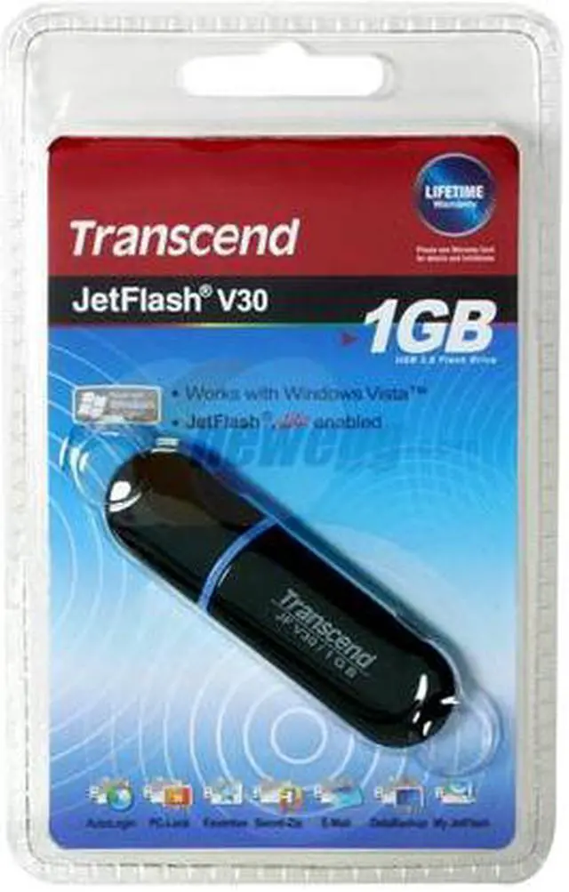 Alt view image 3 of 3 - Transcend JetFlash V30 1GB Flash Drive (USB2.0 Portable) TS1GJFV30