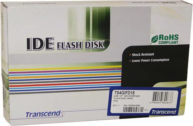 Alt view image 2 of 2 - Transcend TS4GIFD18 1.8" 4GB PATA Internal Solid state disk (SSD)