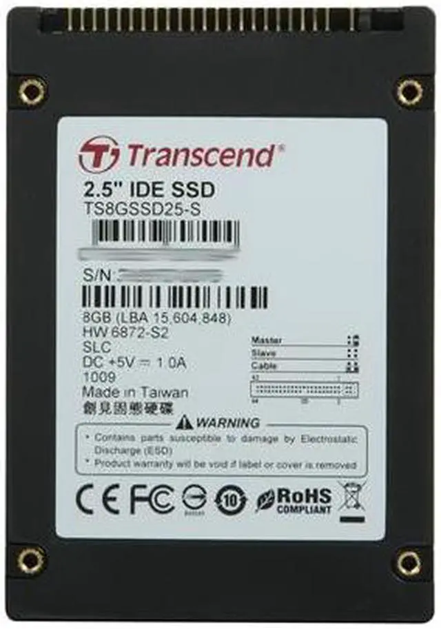 Alt view image 5 of 6 - Transcend TS8GSSD25-S 2.5" PATA SLC Industrial Solid State Disk