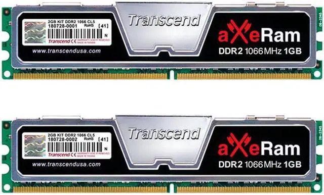 Alt view image 4 of 5 - Transcend AxeRAM 2GB (2 x 1GB) DDR2 1066 (PC2 8500) Dual Channel Kit Desktop Memory Model TX1066QLJ-2GK