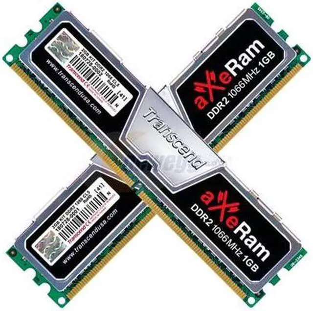 Alt view image 3 of 5 - Transcend AxeRAM 2GB (2 x 1GB) DDR2 1066 (PC2 8500) Dual Channel Kit Desktop Memory Model TX1066QLJ-2GK