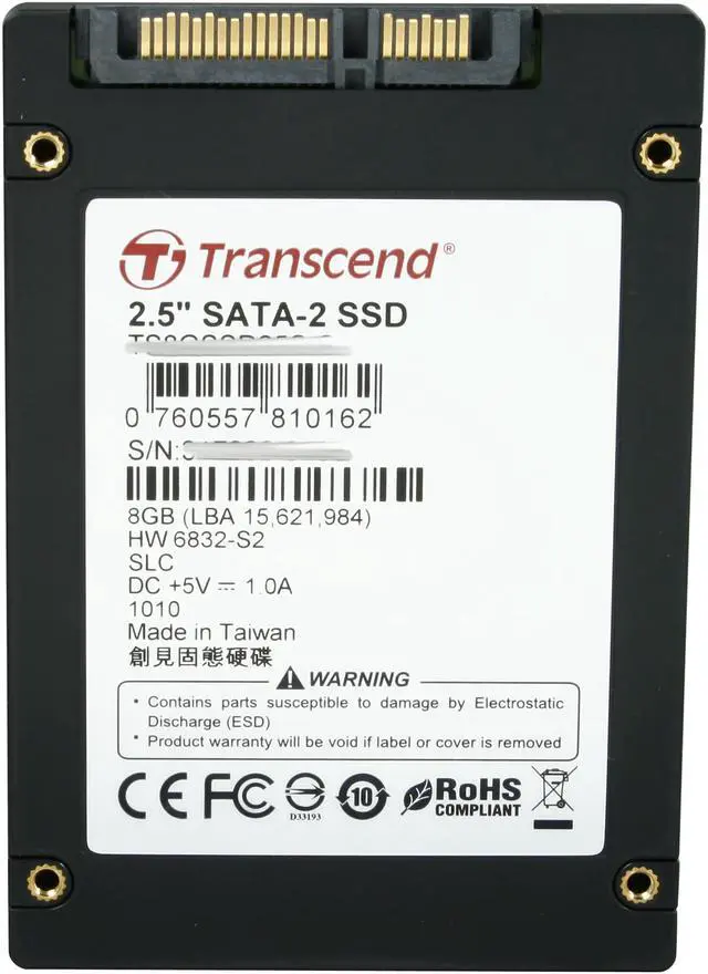 Alt view image 5 of 6 - Transcend TS8GSSD25S-S 2.5" SATA II SLC Industrial Solid State Disk