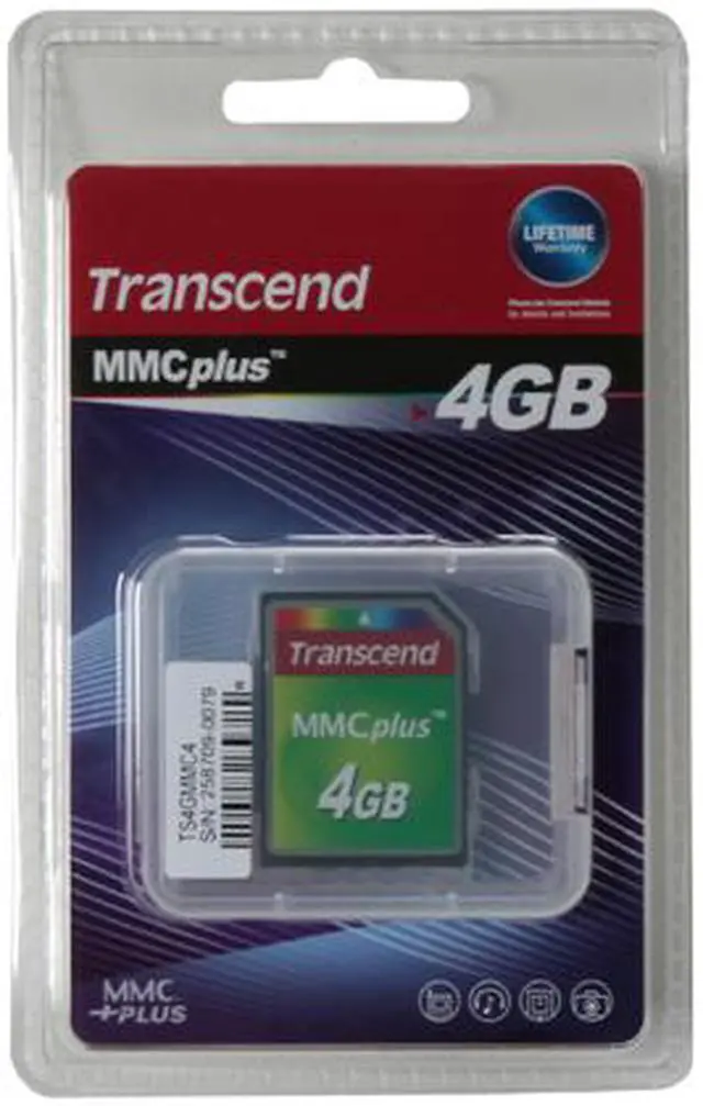 Alt view image 2 of 2 - Transcend 4GB MultiMedia (MMC plus) Plus Flash Card Model TS4GMMC4