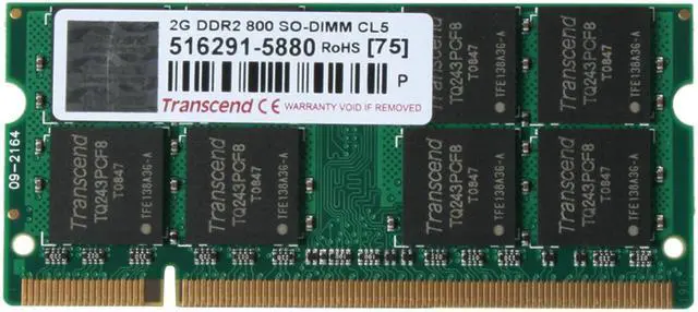 Alt view image 2 of 3 - Transcend 2GB 200-Pin DDR2 SO-DIMM DDR2 800 (PC2 6400) Laptop Memory Model JM800QSU-2G